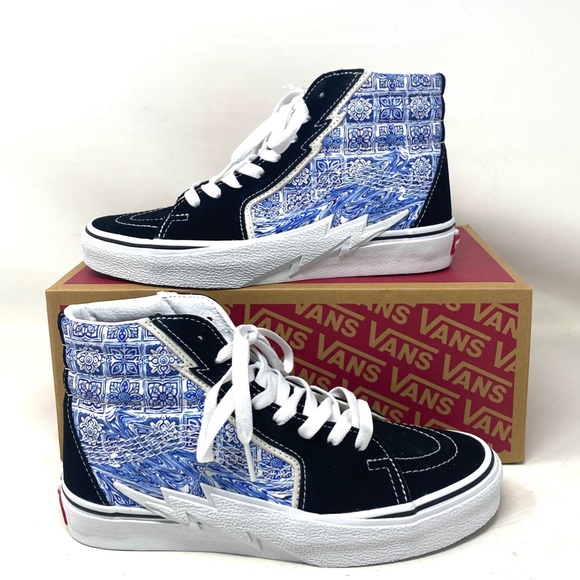 VANS Sk8-Hi Bolt Skate Shoes Canvas Suede Sneakers Blue Black Women VN0A5JIBLK - Picture 4 of 9